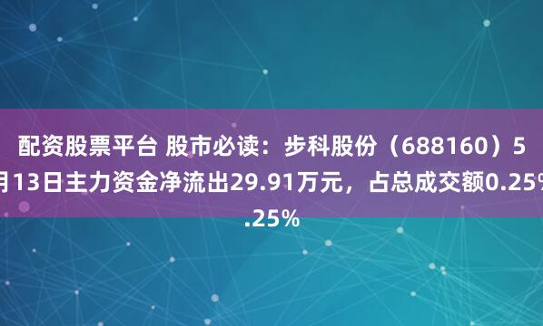 配资股票平台 股市必读：步科股份（688160）5月13日主力资金净流出29.91万元，占总成交额0.25%